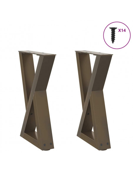 Gambe per Tavolino 2 pz Naturale 28x(42-43,3) cm in Acciaio