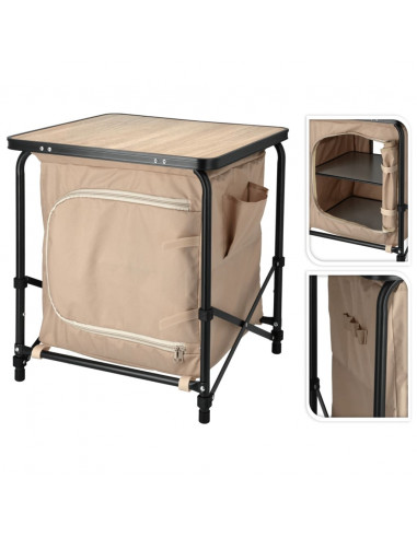 Redcliffs Tavolo da Campeggio con Credenza Beige 48x48x53,5 cm