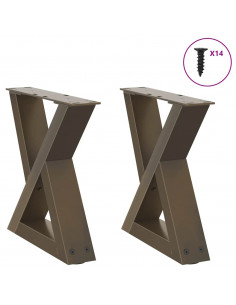 Gambe per Tavolino 2 pz Naturale 30x(30-31,3) cm in Acciaio