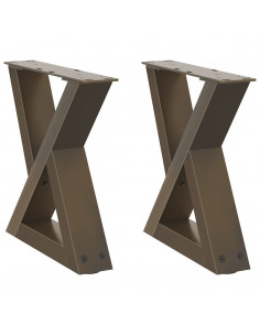 Gambe per Tavolino 2 pz Naturale 30x(30-31,3) cm in Acciaio 2