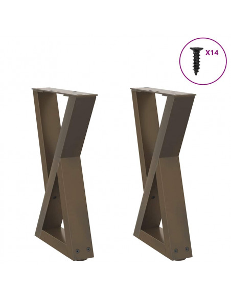 Gambe per Tavolino 2 pz Naturale 38x(42-43,3) cm in Acciaio
