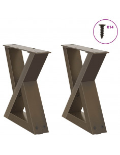 Gambe per Tavolino 2 pz Naturale 40x(30-31,3) cm in Acciaio