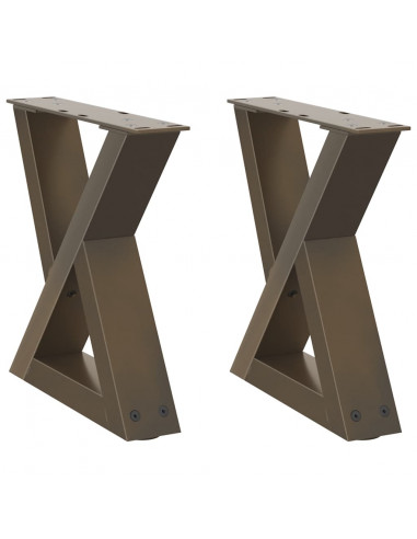 Gambe per Tavolino 2 pz Naturale 40x(30-31,3) cm in Acciaio