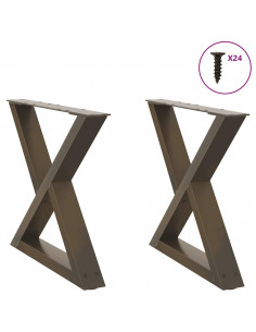 Gambe per Tavolino 2 pz Naturale 50x(42-43,3) cm in Acciaio