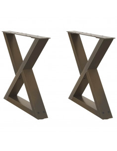 Gambe per Tavolino 2 pz Naturale 50x(42-43,3) cm in Acciaio 2