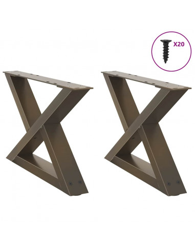 Gambe per Tavolino 2 pz Naturale 60x(30-31,3) cm in Acciaio