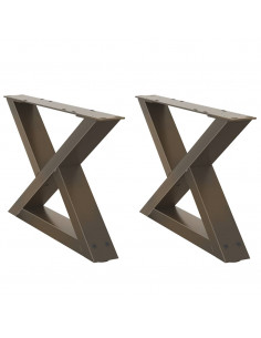 Gambe per Tavolino 2 pz Naturale 60x(30-31,3) cm in Acciaio 2