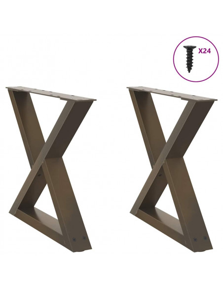 Gambe per Tavolino 2 pz Naturale 60x(42-43,3) cm in Acciaio