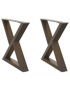 Gambe per Tavolino 2 pz Naturale 60x(42-43,3) cm in Acciaio 2