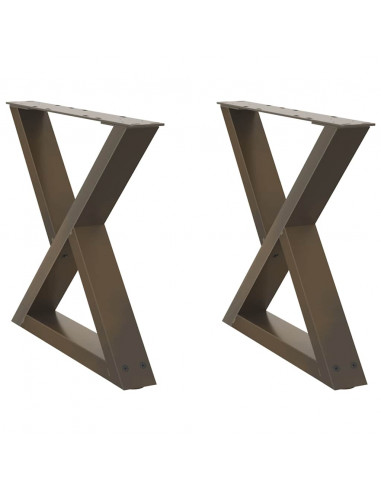 Gambe per Tavolino 2 pz Naturale 60x(42-43,3) cm in Acciaio