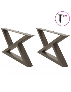 Gambe per Tavolino 2 pz Naturale 70x(30-31,3) cm in Acciaio