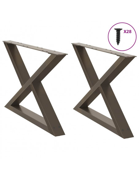 Gambe per Tavolino 2 pz Naturale 70x(42-43,3) cm in Acciaio
