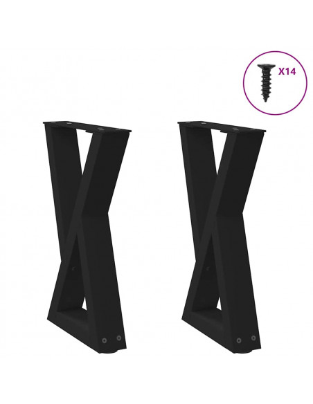 Gambe per Tavolino 2 pz Nero 28x(42-43,3) cm in Acciaio