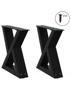 Gambe per Tavolino 2 pz Nero 30x(30-31,3) cm in Acciaio