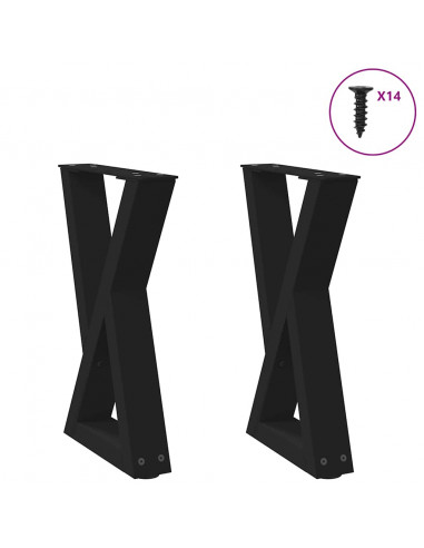 Gambe per Tavolino 2 pz Nero 38x(42-43,3) cm in Acciaio