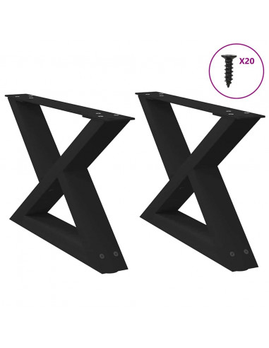 Gambe per Tavolino 2 pz Nero 50x(30-31,3) cm in Acciaio
