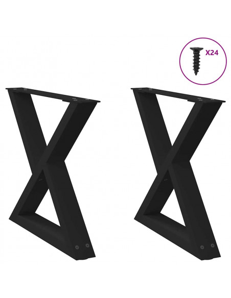 Gambe per Tavolino 2 pz Nero 50x(42-43,3) cm in Acciaio