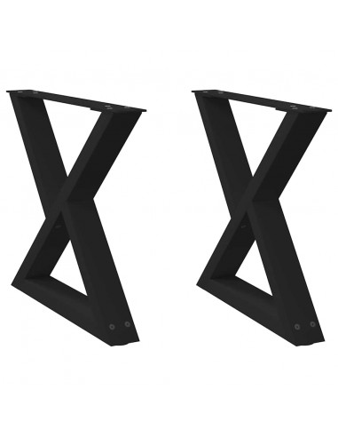 Gambe per Tavolino 2 pz Nero 50x(42-43,3) cm in Acciaio