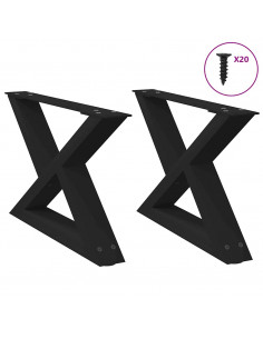 Gambe per Tavolino 2 pz Nero 60x(30-31,3) cm in Acciaio