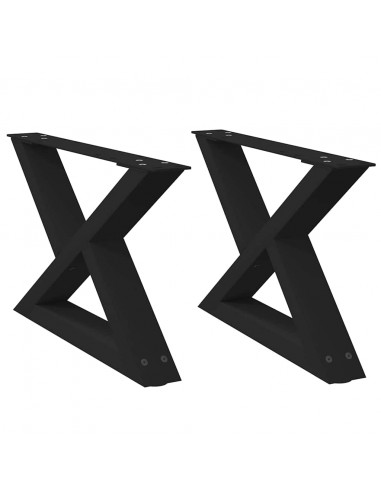 Gambe per Tavolino 2 pz Nero 60x(30-31,3) cm in Acciaio