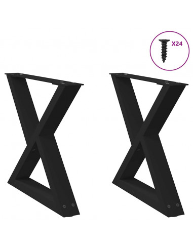 Gambe per Tavolino 2 pz Nero 60x(42-43,3) cm in Acciaio
