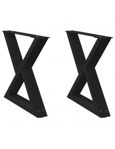Gambe per Tavolino 2 pz Nero 60x(42-43,3) cm in Acciaio 2