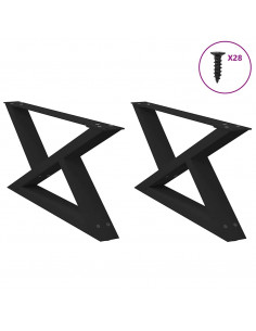 Gambe per Tavolino 2 pz Nero 70x(30-31,3) cm in Acciaio