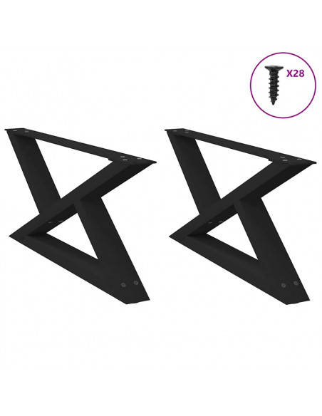 Gambe per Tavolino 2 pz Nero 70x(30-31,3) cm in Acciaio