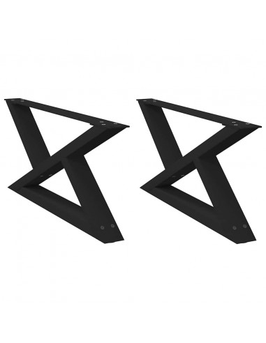 Gambe per Tavolino 2 pz Nero 70x(30-31,3) cm in Acciaio