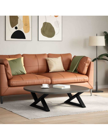 Gambe per Tavolino 2 pz Nero 70x(30-31,3) cm in Acciaio