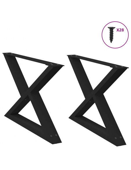 Gambe per Tavolino 2 pz Nero 70x(42-43,3) cm in Acciaio