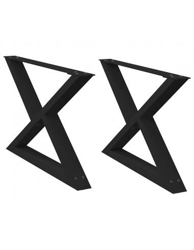 Gambe per Tavolino 2 pz Nero 70x(42-43,3) cm in Acciaio