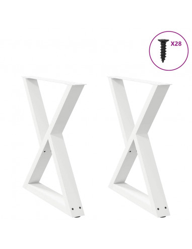Gambe per Tavolo da Pranzo 2 pz Bianco 80x(72-73,3) cm Acciaio