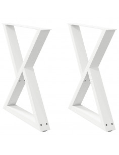Gambe per tavolo da pranzo 2 pz bianche 80x(72-73,3) cm in acciaio 2