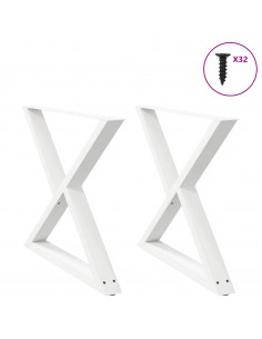 Gambe per Tavolo da Pranzo 2 pz Bianco 90x(72-73,3) cm Acciaio