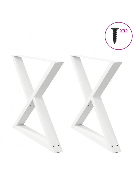 Gambe per Tavolo da Pranzo 2 pz Bianco 90x(72-73,3) cm Acciaio