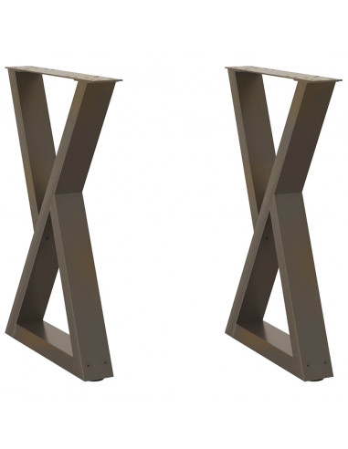 Gambe per tavolo da pranzo 2 pz in acciaio naturale 50x(72-73,3) cm