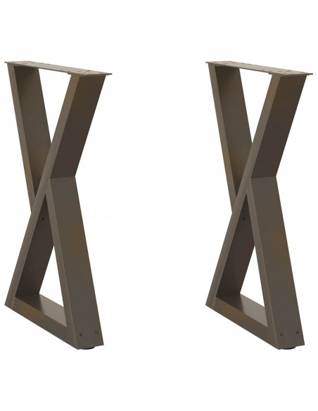 Gambe per tavolo da pranzo 2 pz in acciaio naturale 50x(72-73,3) cm