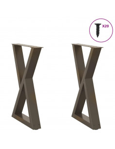 Gambe per Tavolo da Pranzo 2 pz Naturale 60x(72-73,3)cm Acciaio