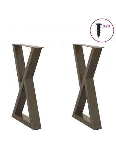 Gambe per Tavolo da Pranzo 2 pz Naturale 60x(72-73,3)cm Acciaio
