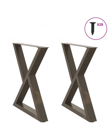 Gambe per Tavolo da Pranzo 2 pz Naturale 80x(72-73,3)cm Acciaio