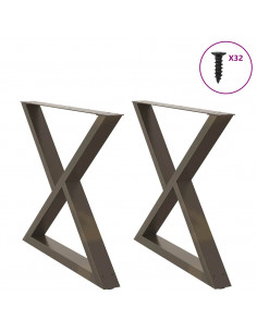 Gambe per Tavolo da Pranzo 2 pz Naturale 90x(72-73,3)cm Acciaio