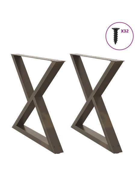 Gambe per Tavolo da Pranzo 2 pz Naturale 90x(72-73,3)cm Acciaio