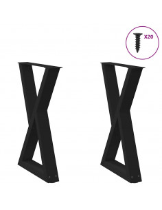 Gambe per Tavolo da Pranzo 2 pz Nero 50x(72-73,3) cm in Acciaio