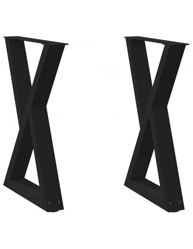 Gambe per Tavolo da Pranzo 2 pz Nero 60x(72-73,3) cm in Acciaio