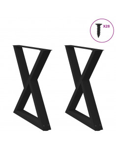 Gambe per Tavolo da Pranzo 2 pz Nero 80x(72-73,3) cm in Acciaio