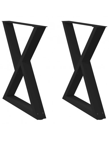 Gambe per Tavolo da Pranzo 2 pz Nero 80x(72-73,3) cm in Acciaio