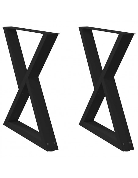 Gambe per Tavolo da Pranzo 2 pz Nero 80x(72-73,3) cm in Acciaio