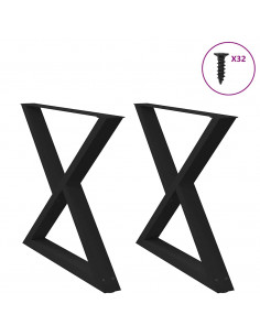 Gambe per Tavolo da Pranzo 2 pz Nero 90x(72-73,3) cm in Acciaio