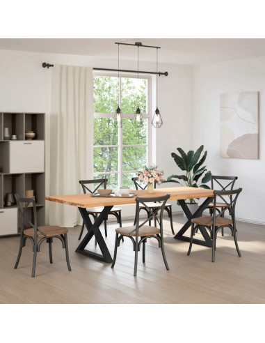 Gambe per Tavolo da Pranzo 2 pz Nero 90x(72-73,3) cm in Acciaio